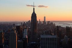 New York City Top Of The Rock 11B South Empire State Building To Financial District Close Up Just Before Sunset
